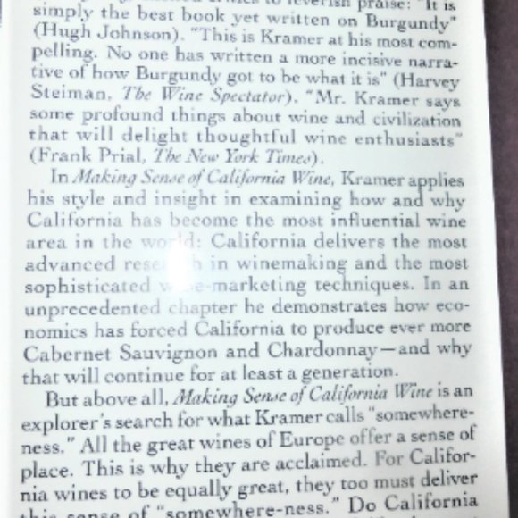 SIGNED 1st Ed. 1992 Making SENSE of CALIFORNIA Wine Matt Kramer Wine Making - Picture 3 of 4